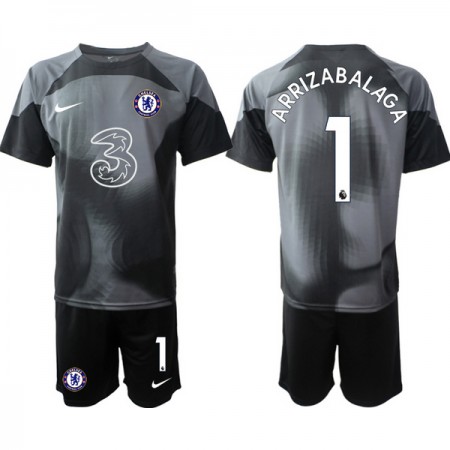 Camisola Chelsea Arrizabalaga 1 Guarda Redes Criança 2022-23 Preta Manga Curta
